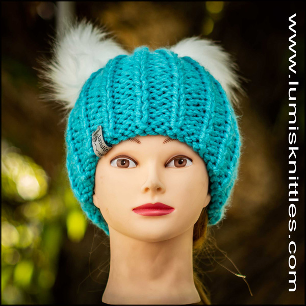 Teal Double Pom Pom Hat